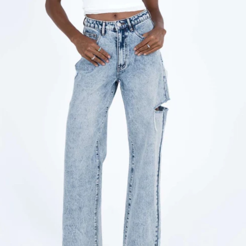 NWT JOHNSTON WIDE LEG JEANS MID WASH BLUE